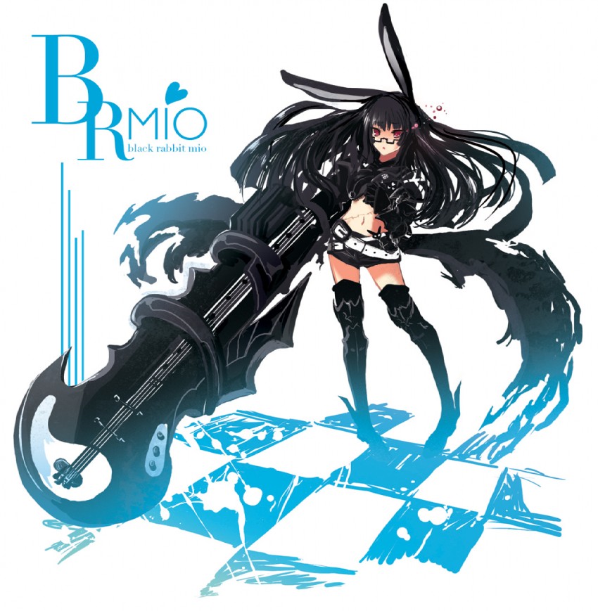 akiyama mio, black rock shooter, and insane black rock shooter (k-on! and 1 more) drawn by ochakai_shin'ya