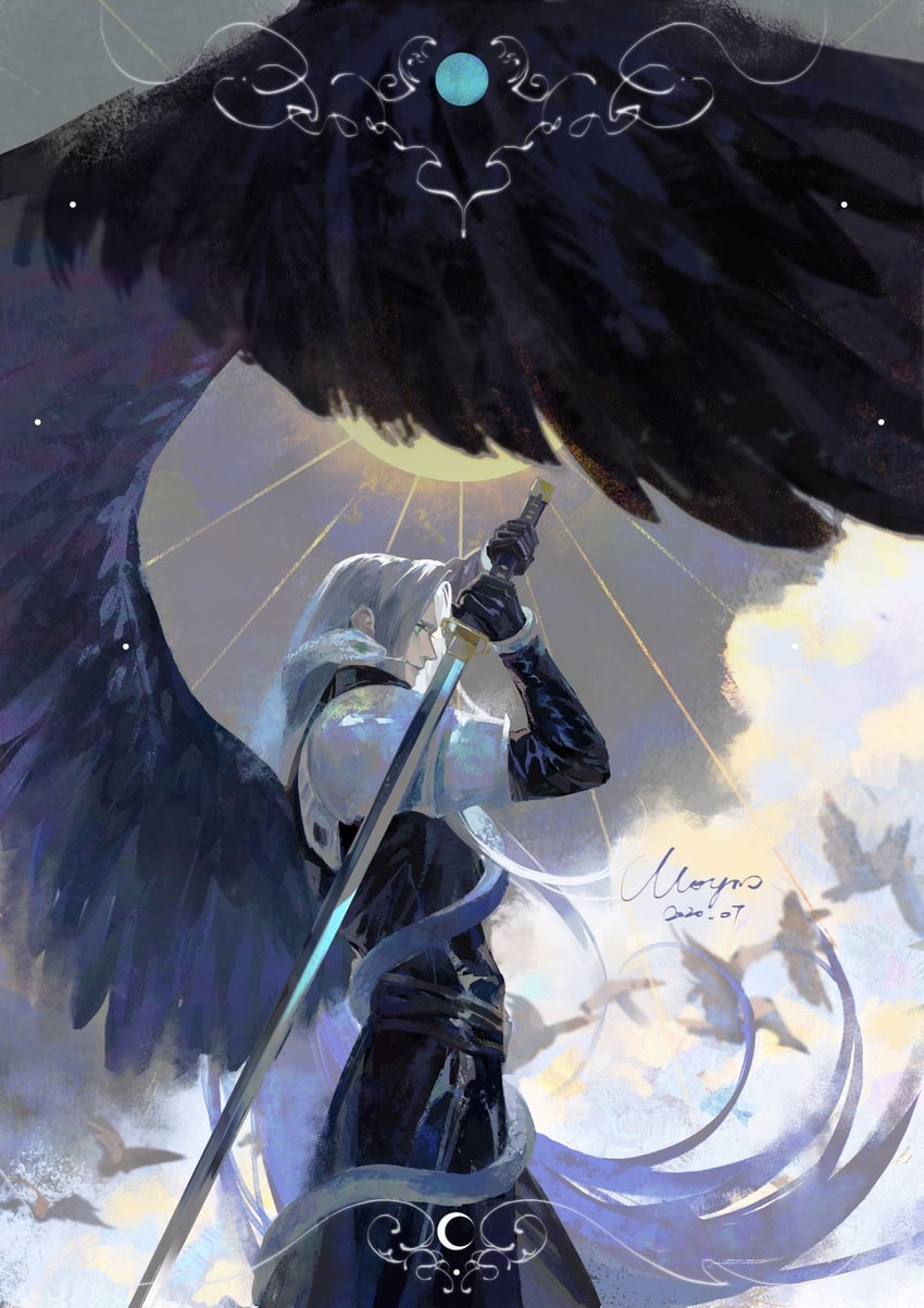 sephiroth (final fantasy and 1 more) drawn by moyna
