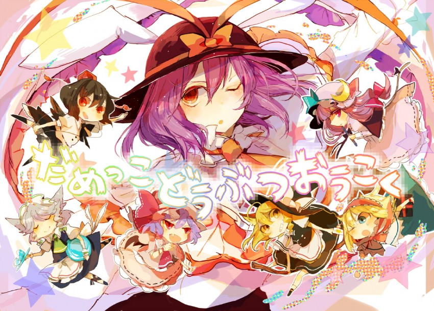kirisame marisa, remilia scarlet, izayoi sakuya, alice margatroid, patchouli knowledge, and 2 more (touhou) drawn by azuma_aya
