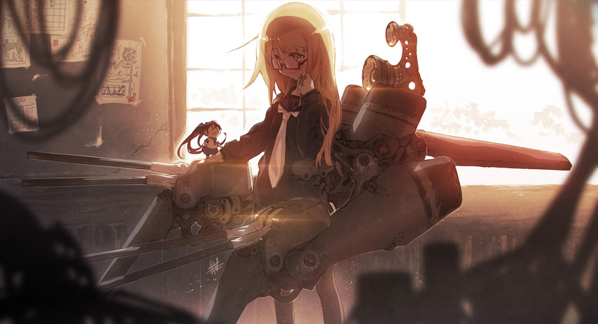 fairy, mochizuki, and 12.7cm twin gun mount model b kai 2 (kantai collection) drawn by i-iv_(longman)