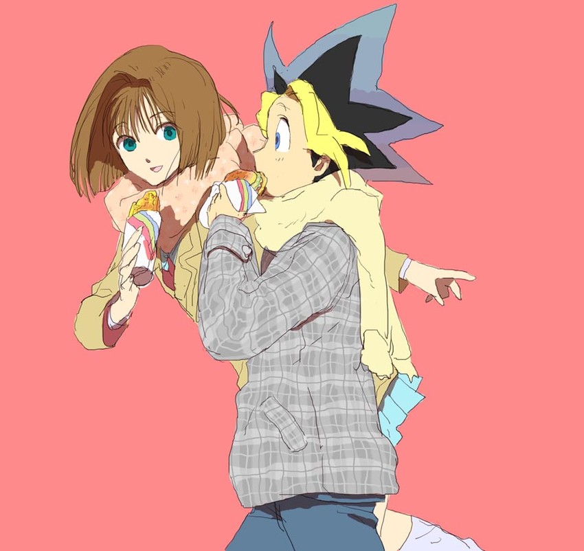 muto yugi and mazaki anzu (yu-gi-oh! and 1 more) drawn by gomadaifuku