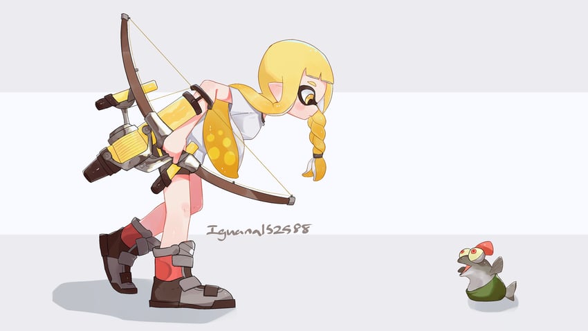 inkling player character, inkling girl, smallfry, and veronika (splatoon and 1 more) drawn by iguana152588