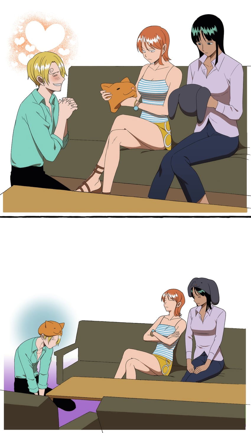 nami, nico robin, and sanji (one piece) drawn by p5naq_pv