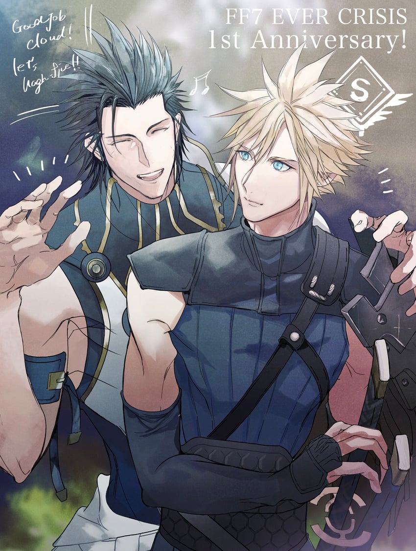 cloud strife and zack fair (final fantasy and 2 more) drawn by 2b_fff