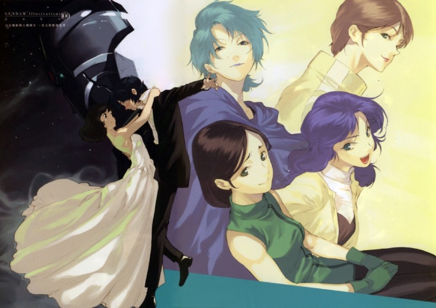 kamille bidan, zeta gundam, fa yuiry, four murasame, emma sheen, and 2 more (gundam and 1 more) drawn by pako_(pakosun)