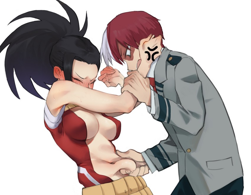 todoroki shoto and yaoyorozu momo (boku no hero academia) drawn by icy02