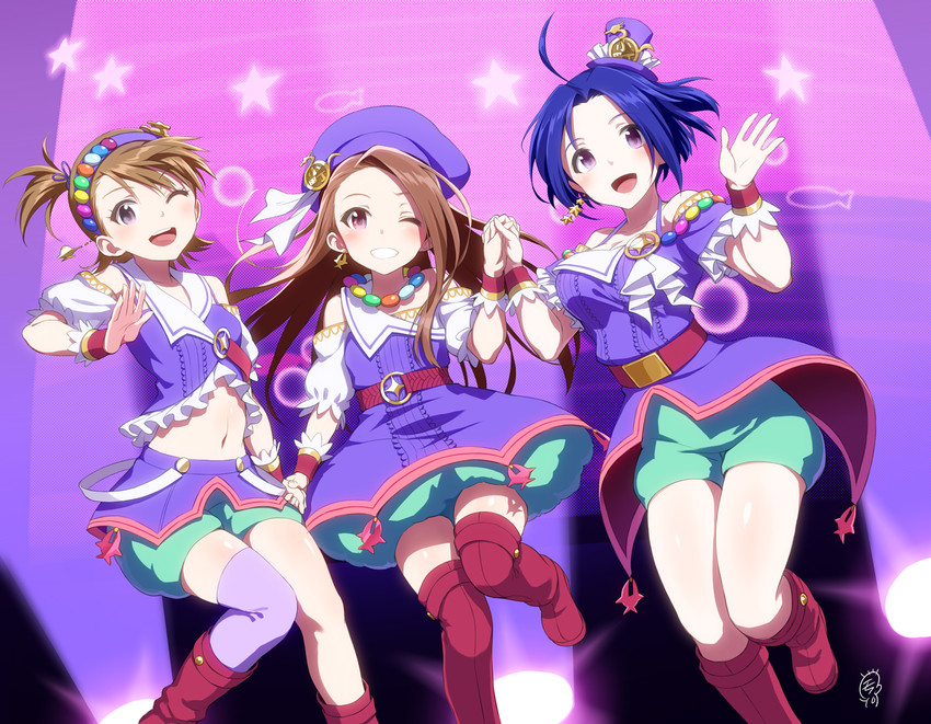 minase iori, miura azusa, and futami ami (idolmaster) drawn by mofu_(mof_swimradio)