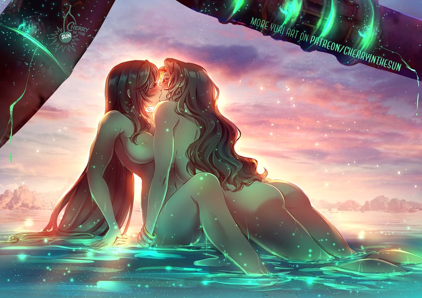 tifa lockhart and aerith gainsborough (final fantasy and 1 more) drawn by cherry_in_the_sun