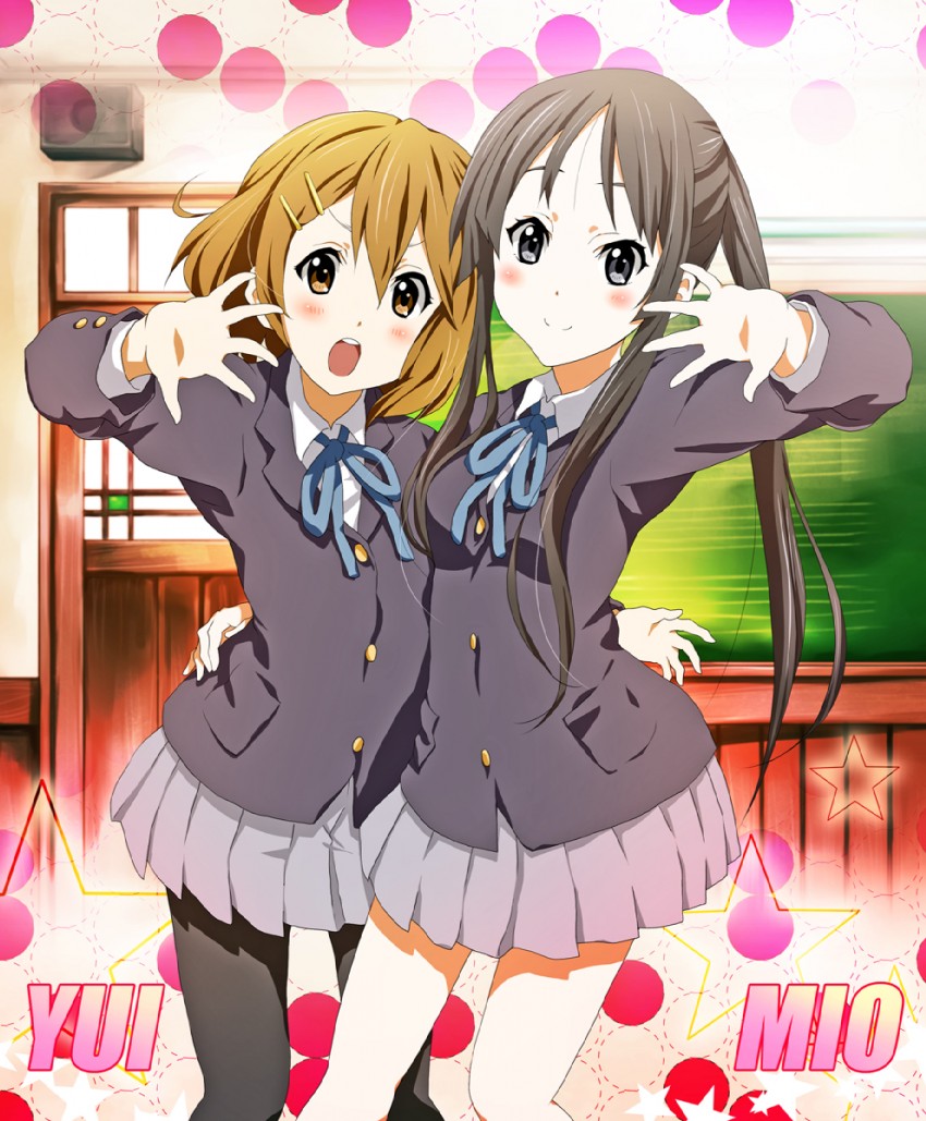 akiyama mio and hirasawa yui (k-on!) drawn by minimaru