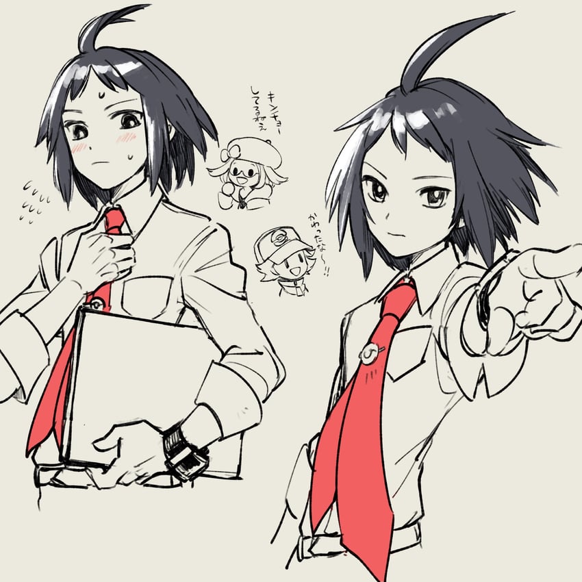 hilbert, bianca, and cheren (pokemon and 2 more) drawn by yo_mo