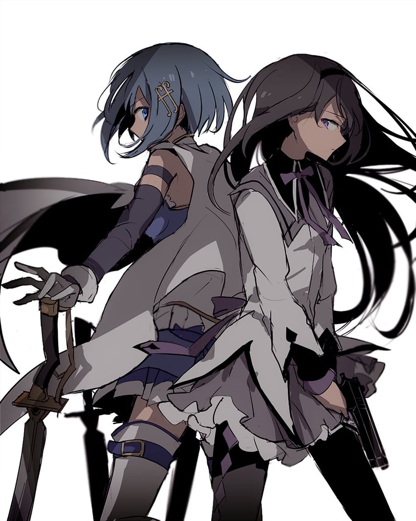 akemi homura and miki sayaka (mahou shoujo madoka magica) drawn by ra_suya