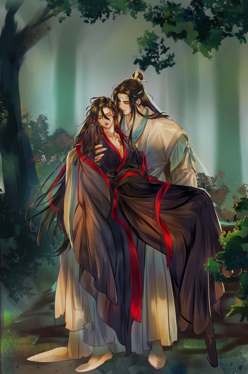 wei wuxian and lan wangji (modao zushi) drawn by niken_(niken_ouo)