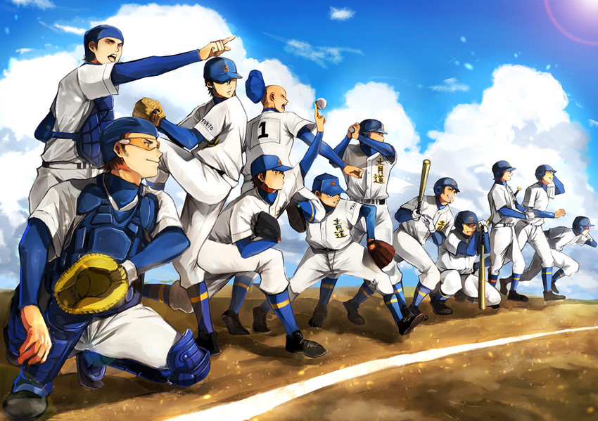 miyuki kazuya, sawamura eijun, furuya satoru, kominato haruichi, takigawa chris yuu, and 7 more (ace of diamond) drawn by 8_(takeguti)