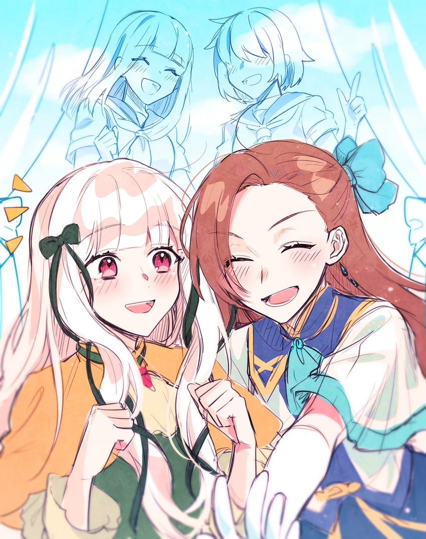 katarina claes, sophia ascart, monkey girl, and sasaki atsuko (otome game no hametsu flag shika nai akuyaku reijou ni tensei shite shimatta) drawn by hizaki_sui