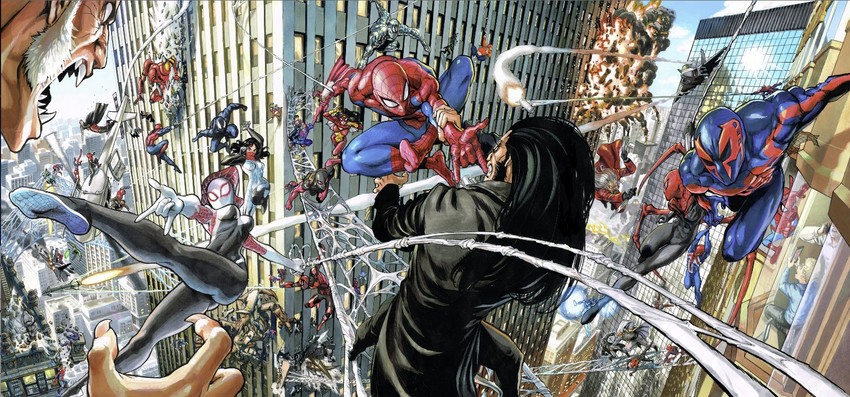 spider-man, spider-gwen, venom, sp//dr, silk, and 27 more (marvel and 2 more) drawn by murata_yuusuke