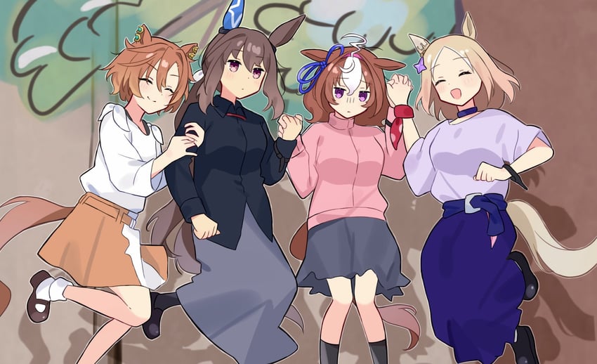 admire vega, t.m. opera o, meisho doto, and narita top road (umamusume and 1 more) drawn by moe_(lmi84)