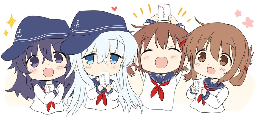 hibiki, inazuma, ikazuchi, and akatsuki (kantai collection) drawn by hizuki_yayoi