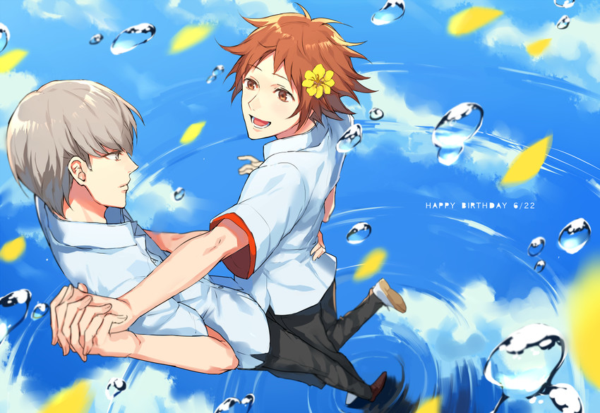 narukami yu and hanamura yousuke (persona and 1 more) drawn by dobuki