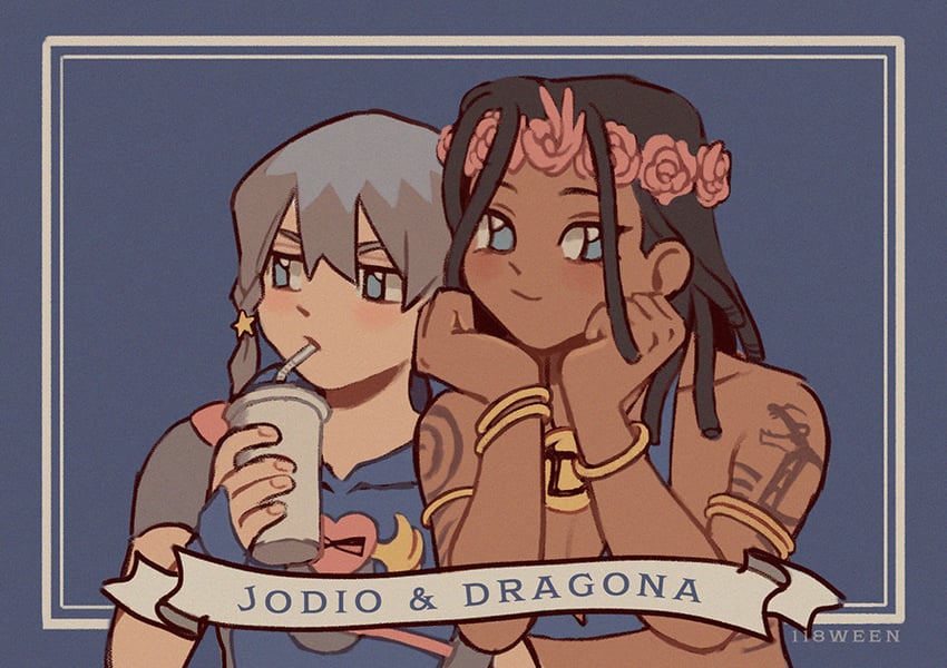 jodio joestar and dragona joestar (jojo no kimyou na bouken and 1 more) drawn by 118ween