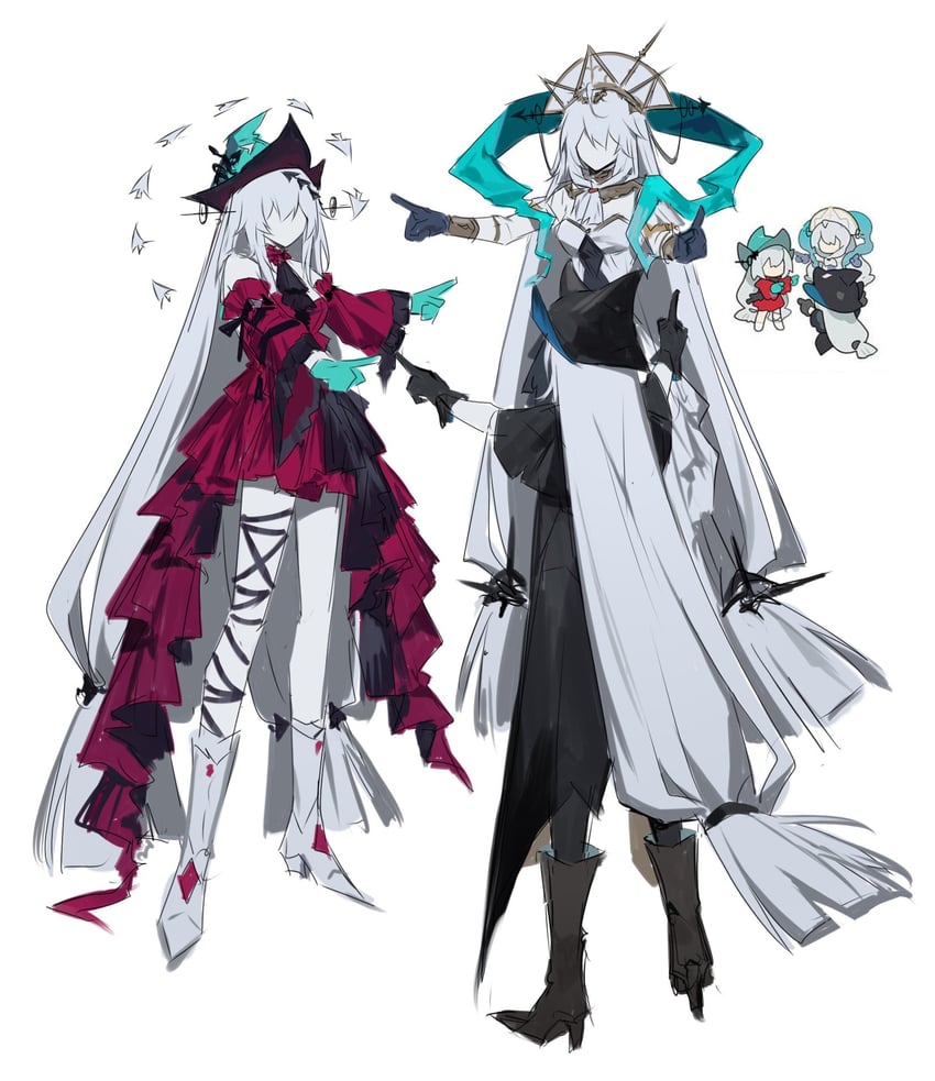 skadi and skadi the corrupting heart (arknights) drawn by potettoe
