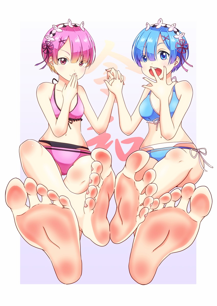 rem and ram (re:zero kara hajimeru isekai seikatsu) drawn by leafar