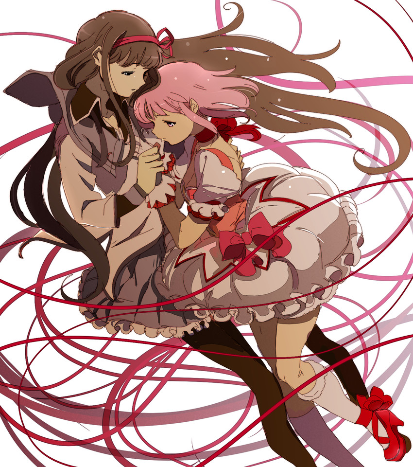 akemi homura and kaname madoka (mahou shoujo madoka magica) drawn by edoya_inuhachi