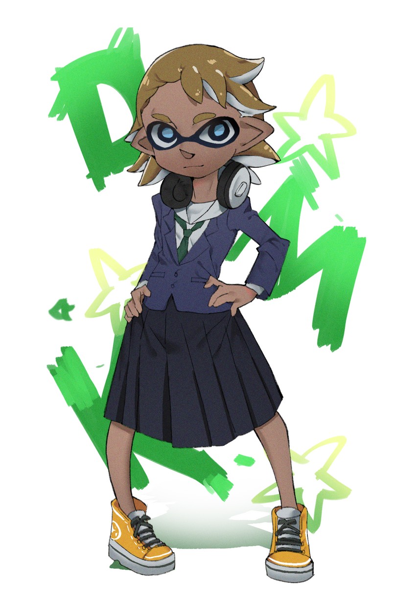 inkling player character and doumeki parker (splatoon and 1 more) drawn by takao_(88499191)