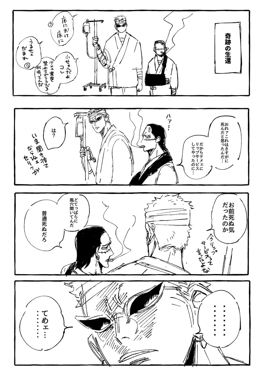 donquixote doflamingo and crocodile (one piece) drawn by nakameguro_kyuukyuu_gairai