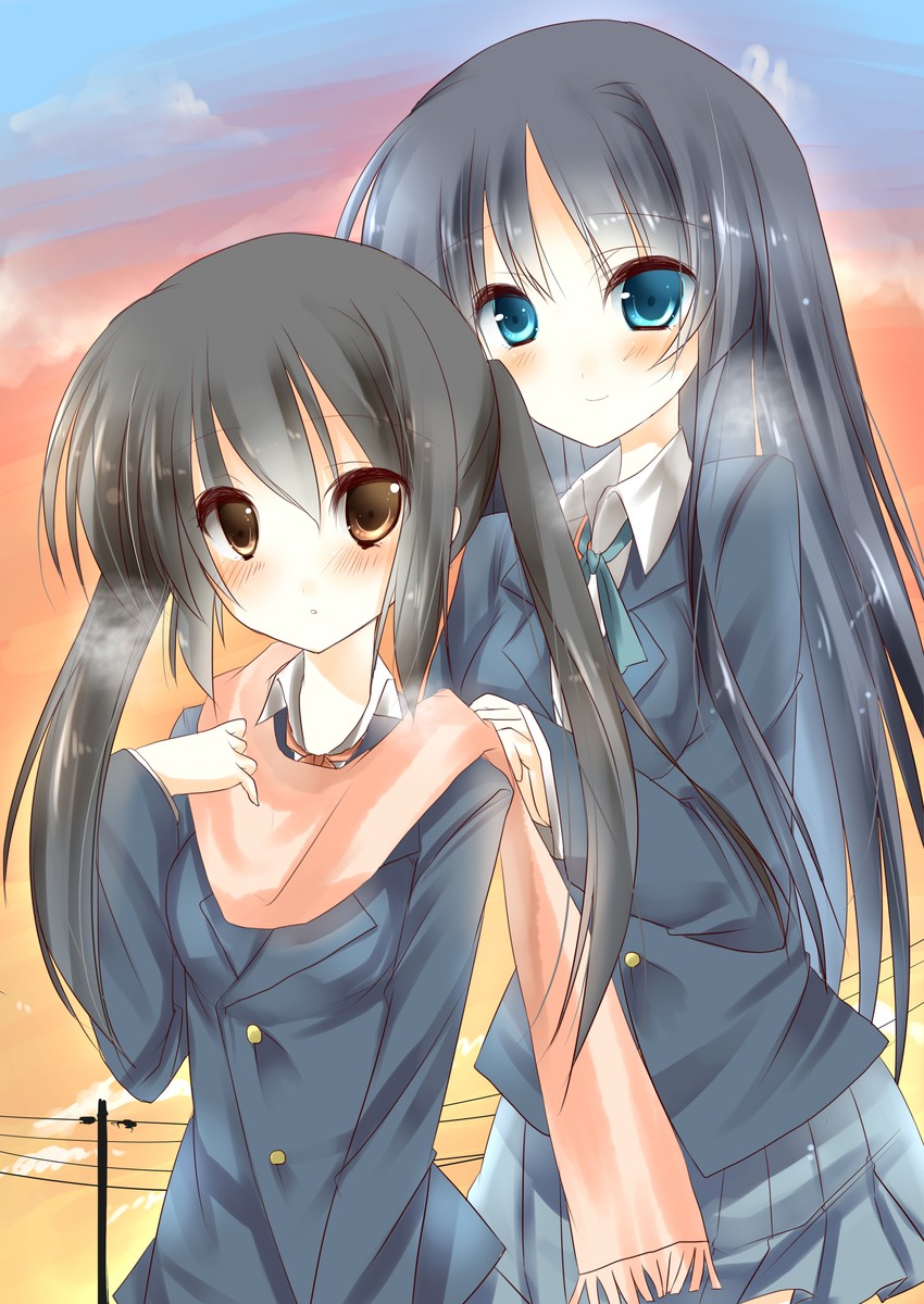 akiyama mio and nakano azusa (k-on!) drawn by amane_ruri