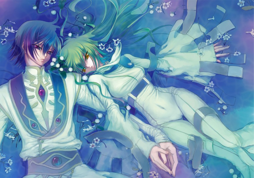 c.c. and lelouch vi britannia (code geass) drawn by minami_(apricot_tea)