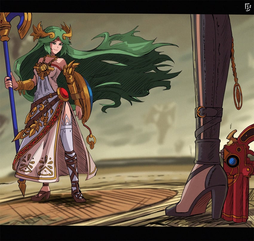 palutena and bayonetta (super smash bros. and 4 more) drawn by stoic_seraphim