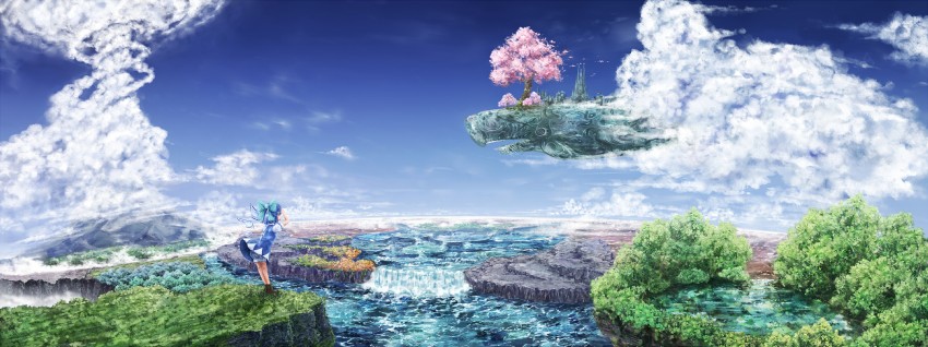 cirno and saigyou ayakashi (touhou) drawn by same_2009