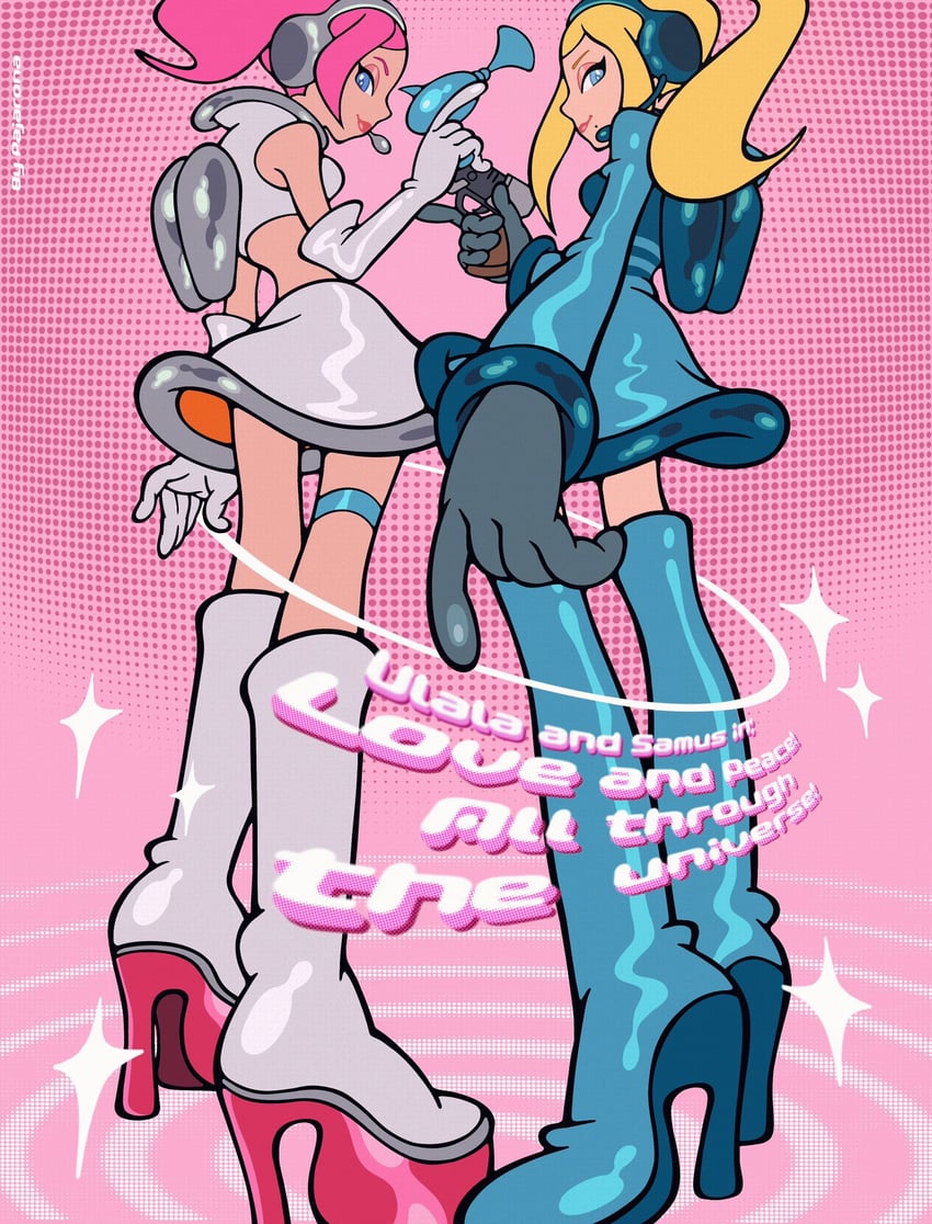 samus aran and ulala (metroid and 1 more) drawn by pajaronaa