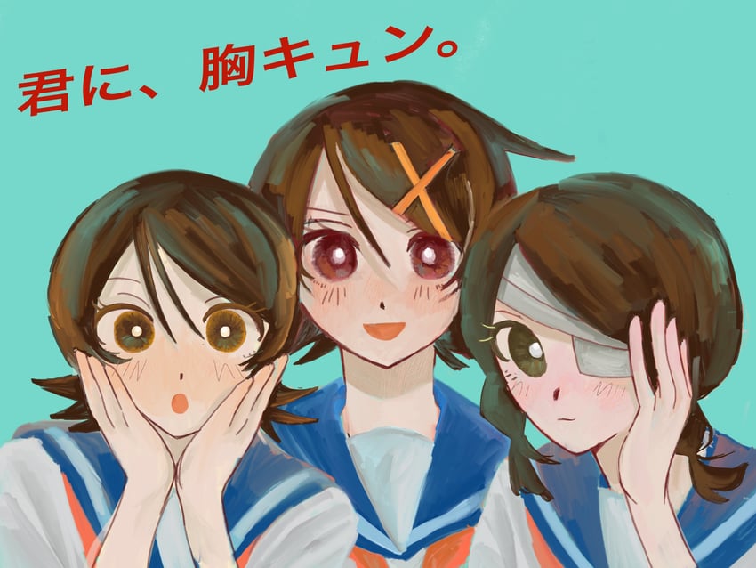 fuura kafuka, kobushi abiru, and hitou nami (sayonara zetsubou sensei and 2 more) drawn by kawaoka_nano