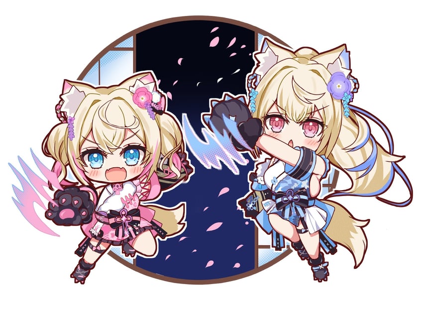 fuwawa abyssgard and mococo abyssgard (hololive and 1 more) drawn by sabamiso_(tomomon021831)