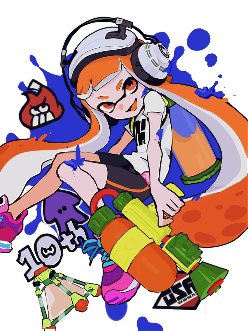 inkling player character, inkling girl, and kaori (splatoon and 1 more) drawn by imaikuy0
