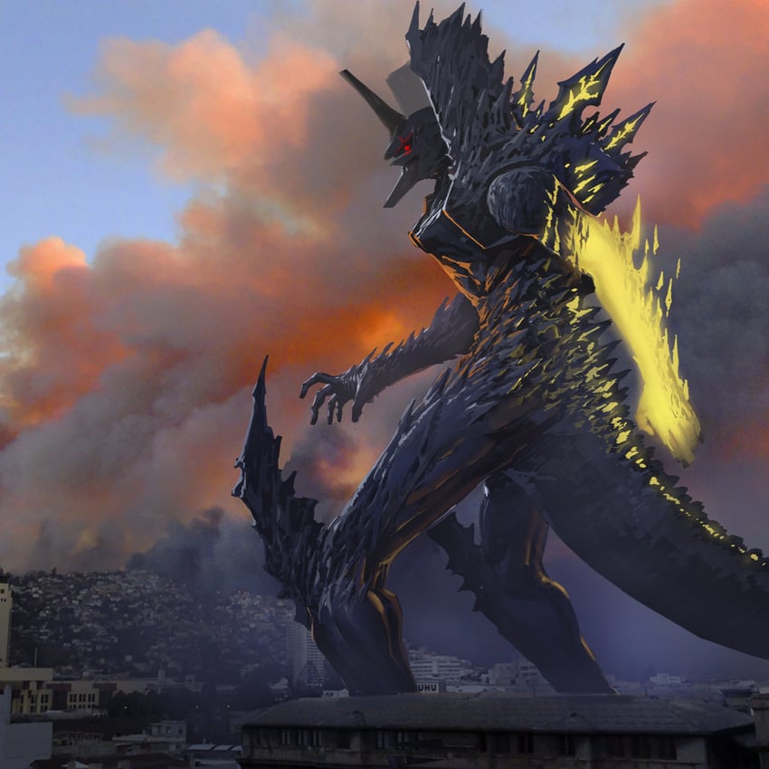 godzilla, eva 01, kamen rider 1, and ultraman (neon genesis evangelion and 9 more) drawn by siku199