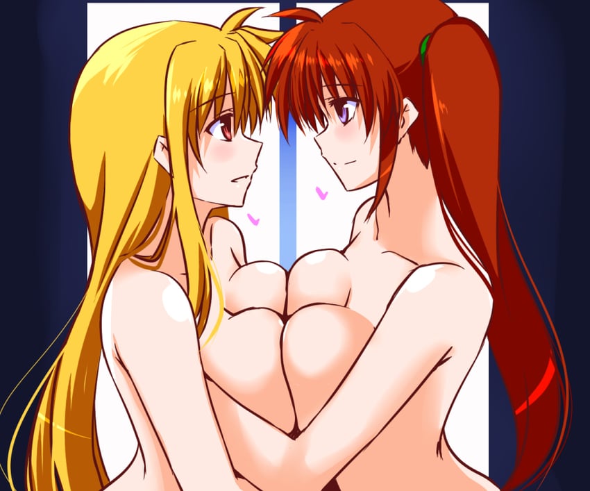 fate testarossa and takamachi nanoha (lyrical nanoha) drawn by engo_(aquawatery)