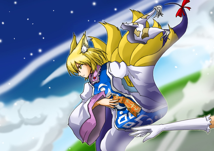 yakumo yukari and yakumo ran (touhou) drawn by hanaya_(ookawasyuuhei)