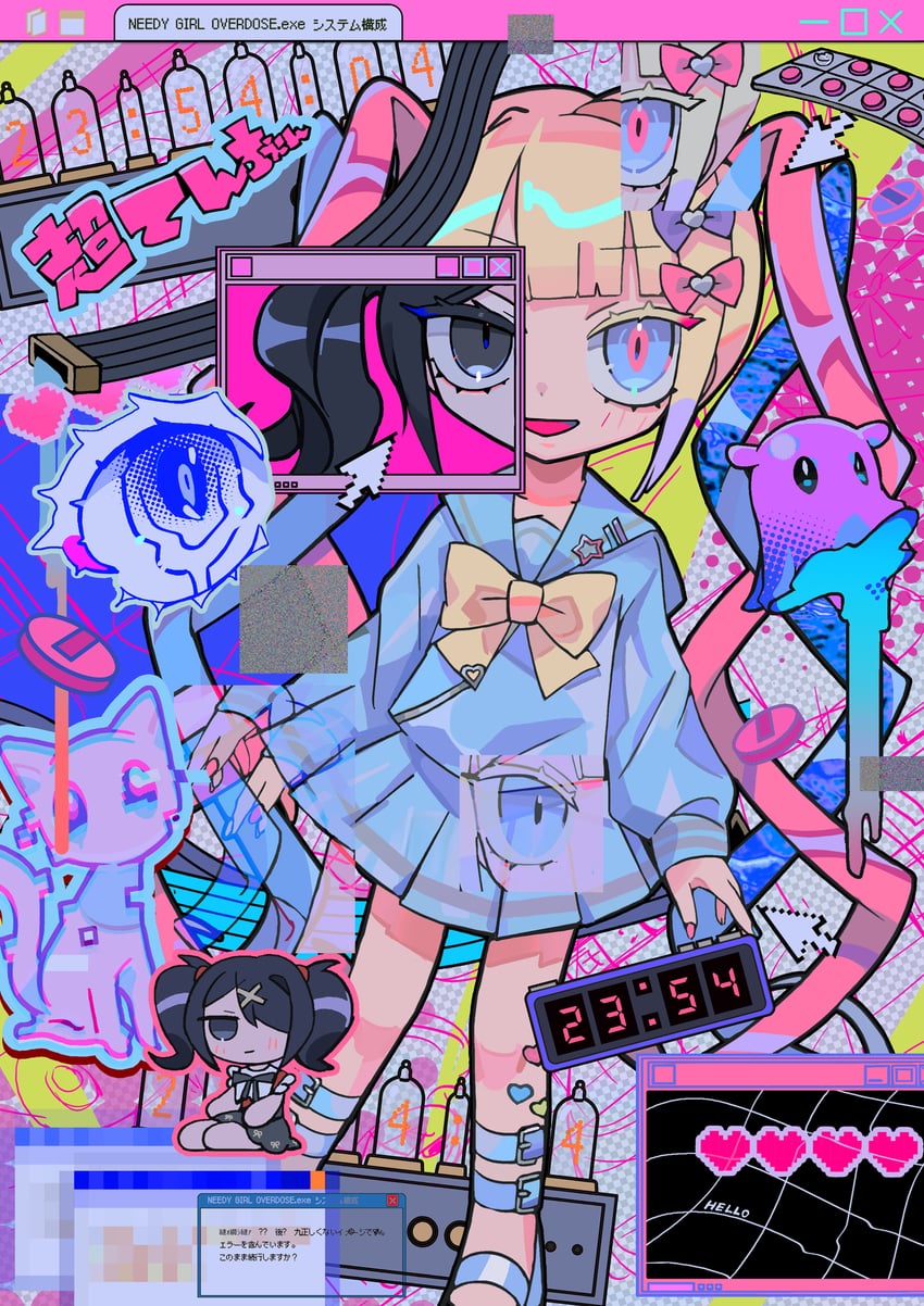 chouzetsusaikawa tenshi-chan, ame-chan, and pien cat (needy girl overdose) drawn by terada_tera