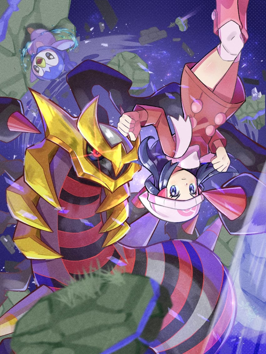 dawn, piplup, and giratina (pokemon and 2 more) drawn by inana_umi