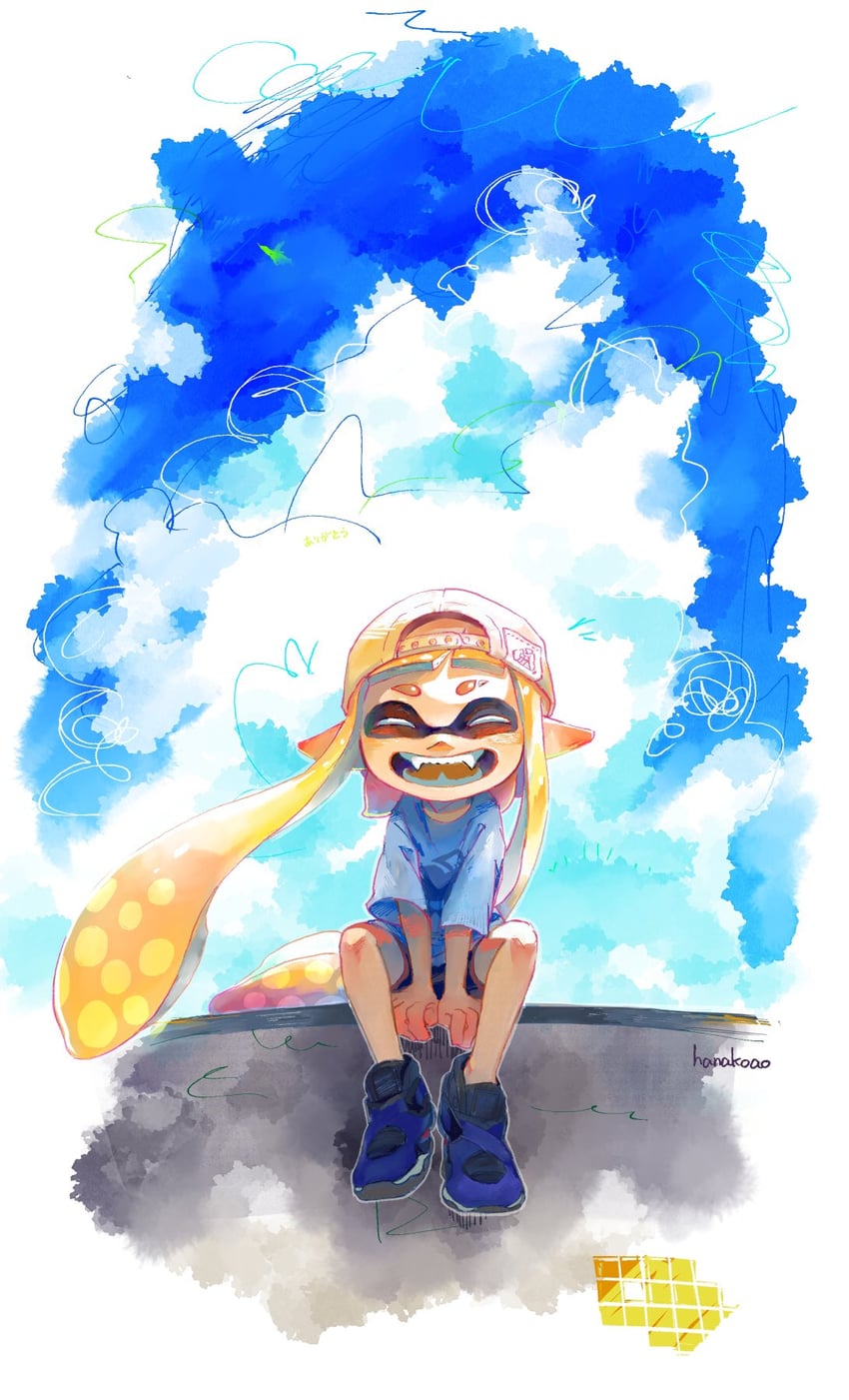 inkling player character and inkling girl (splatoon) drawn by hanako515_ika