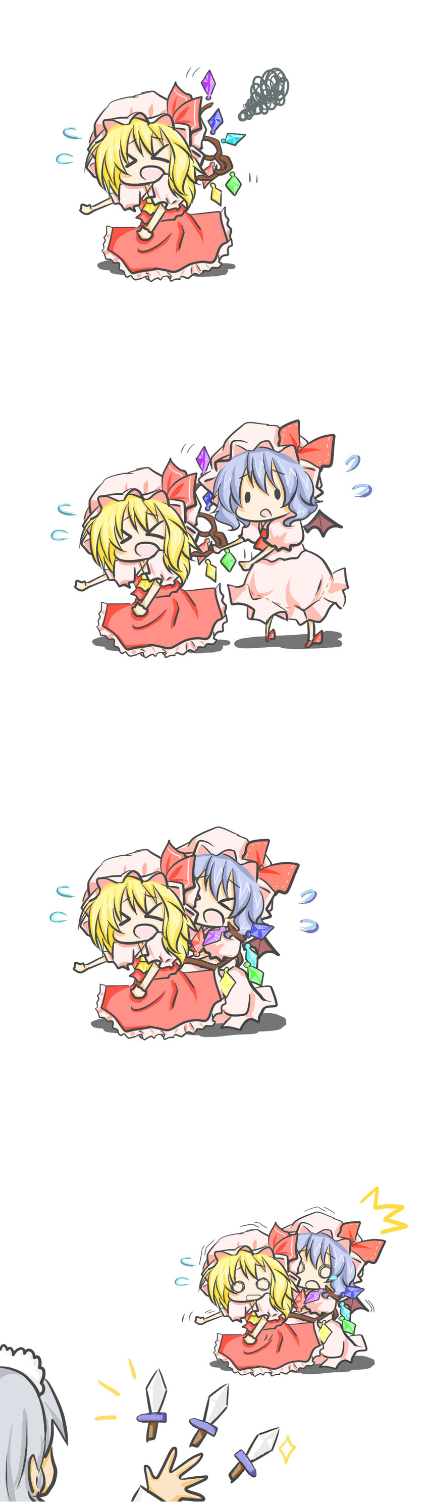 remilia scarlet, flandre scarlet, and izayoi sakuya (touhou) drawn by sakura_(kasupi)