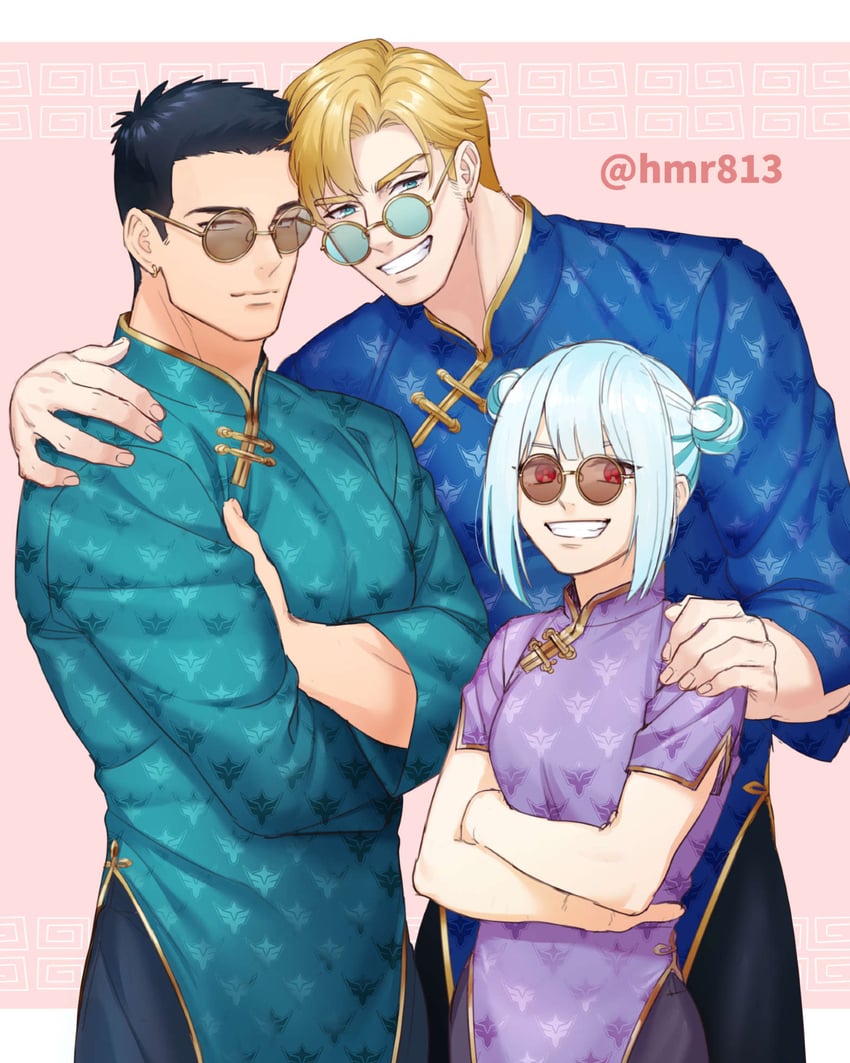 ao isami, lewis smith, and lulu (yuuki bakuhatsu bang bravern) drawn by yuzuki_(hmr813k)