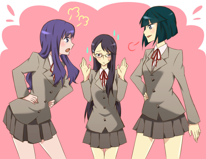 tsukikage yuri, dark precure, and kurumi momoka (precure and 1 more) drawn by guratama