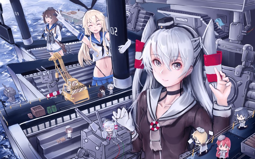 shimakaze, amatsukaze, yukikaze, rensouhou-chan, fairy, and 1 more (kantai collection) drawn by ngs_(hkfg4334)