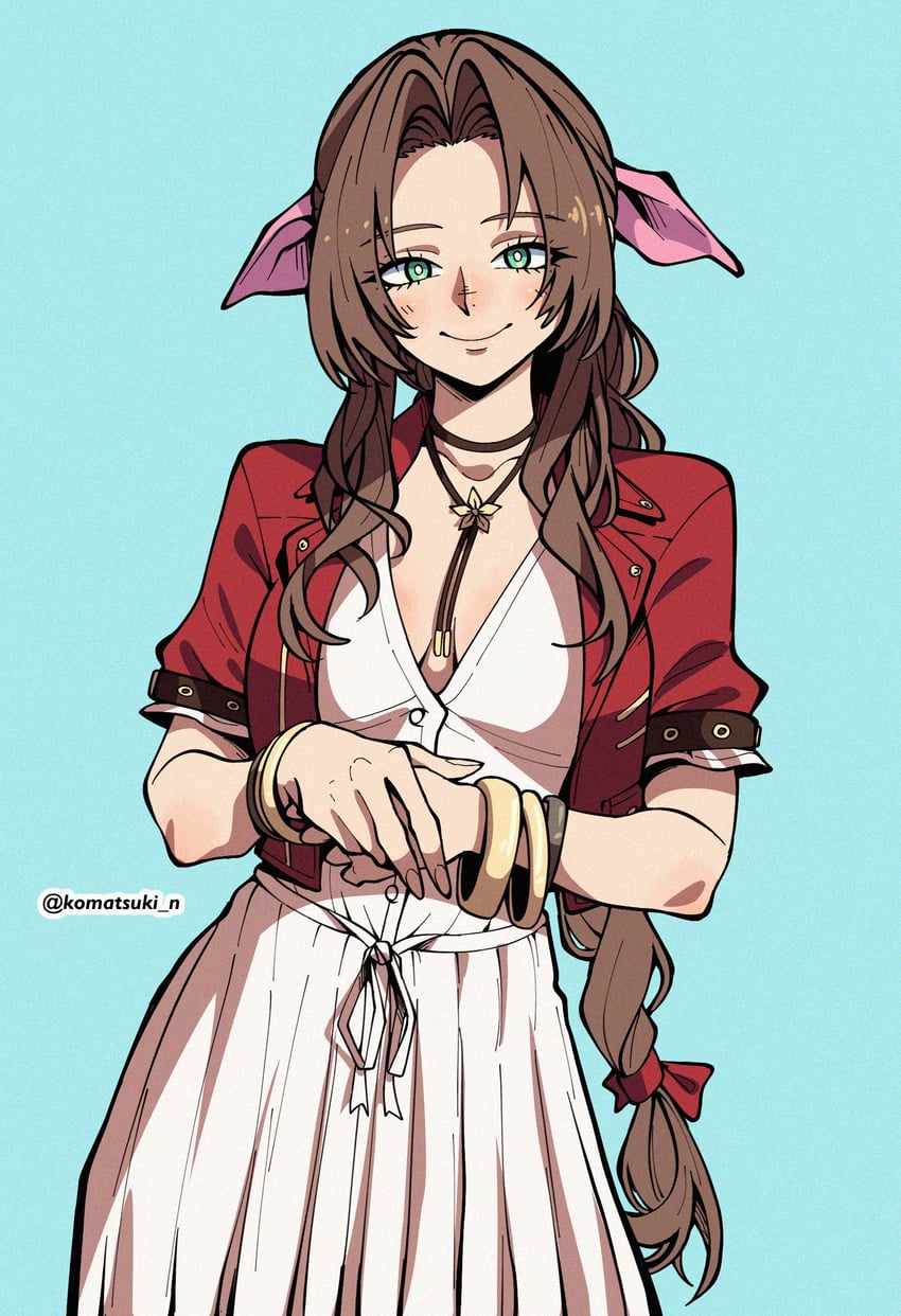 aerith gainsborough (final fantasy and 2 more) drawn by komatsuki_n