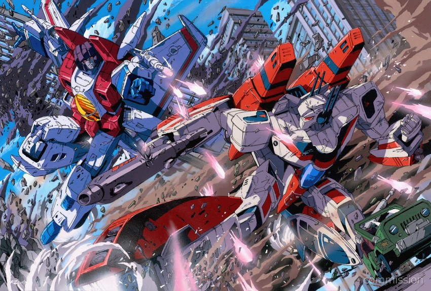 starscream, vf-1, jetfire, vf-1 super, and hound (macross and 3 more) drawn by marble-v