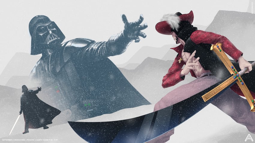 dracule mihawk and darth vader (one piece and 1 more) drawn by azizdraws