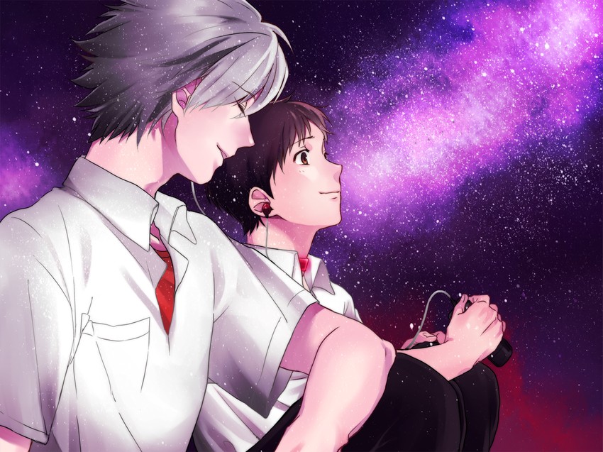 ikari shinji and nagisa kaworu (neon genesis evangelion and 2 more) drawn by chikushou_desu